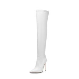 Size 32-43 Women High Heel Over Knee Boots Patent Leather Thin Heel Winter Shoes Woman Fashion Sexy Long Boots Ladies