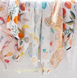 Infant Handkerchief Muslin Blanket Scarf Printing Double Layer Bamboo Fibre Gauze Bath Towel Urinal Pad Swaddling Blankets Bathroom Summer Breathe Thin WMQ1110