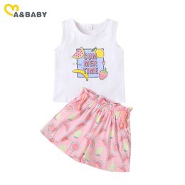 1-5Y Summer Toddler Kid Girls Clothes Set Cute Fruit Print Vest Tops Watermelon Shorts Casual Outfits Child Costumes 210515