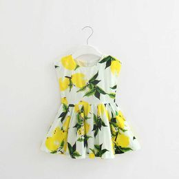 2020 Kids Dresses for Girls Children Girl Summer Dress Kids Clothes ropa de ninas Cotton Lemon Print Yellow Sundress Girls Dress Q0716