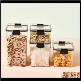 Storage Housekeeping Organization Home Gardenstorage Jar Set Transparent Square Sealed Kitchen Grain Box Dried Fruit Bottles & Jars Drop Del