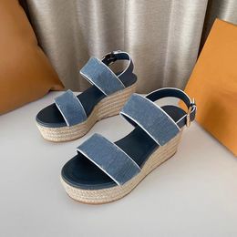 Women Boundary Wedge Sandals Academy Flat 4Cm Citizen Flatform Black White Brown Passenger Starboard Coastline Peep Open Shoes size 35-40 original box