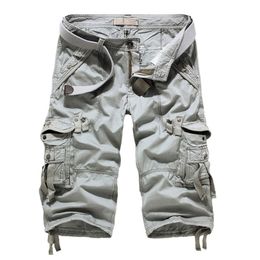 Summer Cargo Shorts Men Casual Workout Military 's Multi-pocket Calf-length Short Pants ( Belt is not included ) 220301