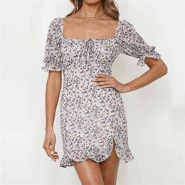 Women Pencil Dress Butterfly Short Sleeve Mini High Waist Print Summer Slim Fit Bag Hip Boho Fashion Streetwear 210522