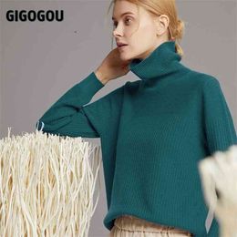 GIGOGOU Wool Women Turtleneck Sweater CHIC Autumn Winter Soft Warm knitted Pullover Femme Jumper Cashmere Top 210922