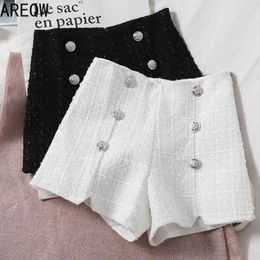 Shorts Women Autumn Spring Tweed Shorts White Black 210507