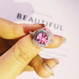 Wedding Rings Trendy Fashion Pink Zircon Engagement Ring For Women And Ladys Girls Moonso R4899