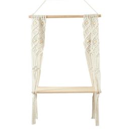 Tapestries Macrame Wall Hangings Shelf Indoor Boho Decor Woven Rope Bohemian Shelves Handmade Cotton