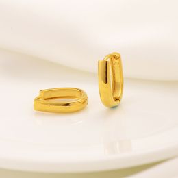 14k Fine Solid Yellow 18ct THAI BAHT G/F Gold Fashion Hoop Earrings U Circle Coquetas Oro Laminado Women Jewelry Classic