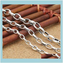 Necklaces & Pendants Jewelrypure Sier 4Mm Elliptic Circularity Simple Men And Women Long Sweater Chain Necklace Custom Chains Drop Delivery