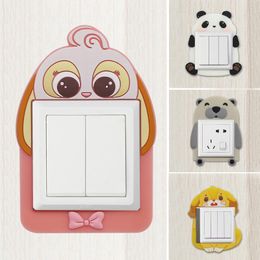Wall Stickers 3D Cute Animals Light Switch Sticker Silicon Luminous On-off Socket Protector Cover Room Decoration