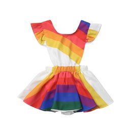 Toddler Girls Princess Romper Dress Kids Party Pageant Back Bow Tutu Dresses Q0716