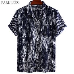 Black and White Vertical Striped Mens Shirt Casual Loose Men Summer Shirts Button Up Chemise Homme Camisa Masculina USA 210524