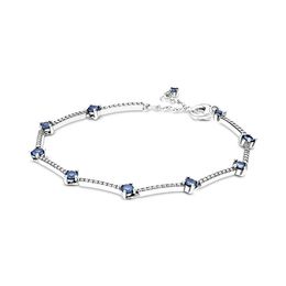 NEW 2021 100% 925 Sterling Silver Blue Sparkling Bars Bracelet Fit DIY Original Fshion Jewelry Gift