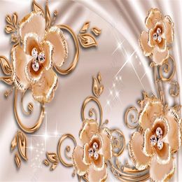 Luxury jewelry flower wallpapers 3D background wall modern wallpaper for living room