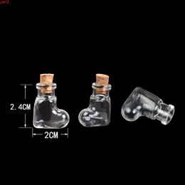 Mini Hearts Shape Bottles Pendants Small Glass With Cork Jars Gifts Vial Transparent Clear 100pcs Free Shippinghigh qty