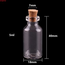 Size18*40*7mm 5ml Mini Glass Bottles Tiny Jar Vials With Cork Stopper DIY Craftgoods