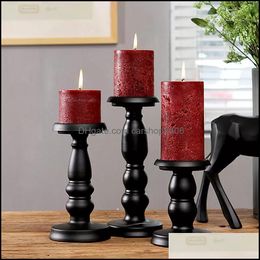 Candle Decor Home Gardenmetal Holders Black Candlesticks Flower Vases Wedding Table Centerpieces Candelabra Pillar Stands Party Decor Hwe9