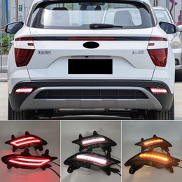 2PCS Led Reflector driving lights For Hyundai Creta IX25 2020 2021 Brake Lights rear bumper lamp Turning Signal lamp