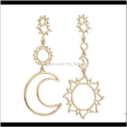 Dangle & Chandelier Jewelryearrings Designer Fashion Retro Exaggeration Asymmetry Earring Sun And Moon Pendants Personality Trend Hip Hop Ear