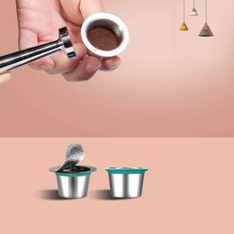 24PCS Nespresso Coffee Pods Stainless Steel Refillable Capsulas Nesspreso Reusable Filter Cup DIY Maker Tools 210607