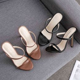 2020 New PVC Jelly Sandals Open Toe High Heels Ladies Clear Plexiglass Slippers Heel Clear Sandals Size Y220225