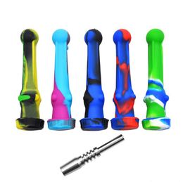 2021 smoking 14mm Silicone Nectar Collector with GR2 Titanium Nail Concentrate Dab Straw Oil Rigs