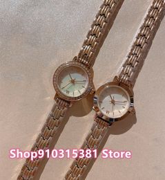 Fashion Women Quartz Watches Stainless steel Rome Number Wristwatches Casual Thin strap Clocks High Quality Mother of pearl watch