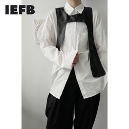 IEFB Men's Wear Niche Functional Asymmetry Deconstruction Design Irregular Minimalist Blck Vest For Male High Street Tops 210524