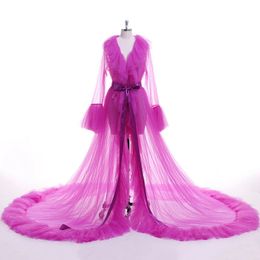 Sexy Women Lingerie Sleepwear Mesh Sheer Tulle Perspective V Neck layered Ruffles Maxi Floor Long Bath Robe Gown Dresses