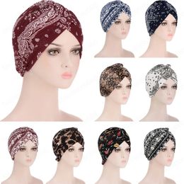 Leopard Print Muslim Women Hijab Inner Cap Headscarf Chemo Cancer Hat Indian Turban Bonnet Hair Loss Cover Arab Beanie Head Wrap