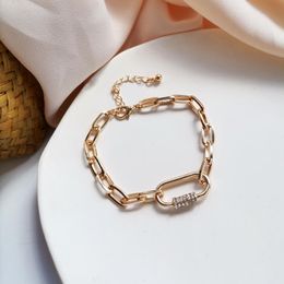 Link, Chain INS Jewelry Chic Pretty Safety Pin Pave Bracelets Simple Link Bracelet For Women 194
