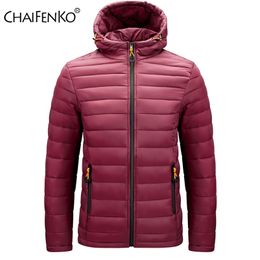 CHAIFENKO Winter Warm Waterproof Jacket Men Autumn Thick Hooded Cotton Parkas Mens Fashion Casual Slim Jacket Coat Male 210818