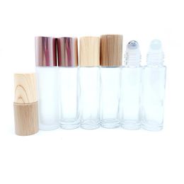 2021 10ml Stainless Steel Roller Bottle Frosted Essential Oil Bottle Lip Gloss Packaging Eye Gel Roller with Bamboo Cap