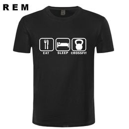 Eat Sleep Crossfit T Shirt Men Summer Short Sleeve Cotton Man Funny T-shirts Tees Top 210707