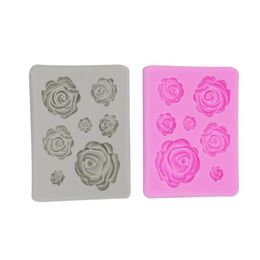 rose fondant cake Canada - Baking Moulds 3D Rose Cookie Mold Silicone Soap Mould DIY Flower Fondant Cake Molds Handcrafting Tool