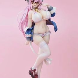 Anime Sexy Figure Super Sonico White Cat Ver. PVC Action Figure Collectible Model Cast Off Toys Adult Doll 27cm Q0522