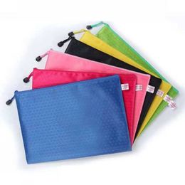 Filing Supplies 0289sea A4 PVC Oxford Cloth Document Bag Waterproof Zipper Grid File Storage Bags Stationery Document Pouch Files Sorting Folder Office School