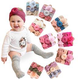 Solid Nylon Newborn Baby Boy Girl Headband Elastic Flower Hair Bands Sweet Donuts Headwraps Fashion Kids Headdress