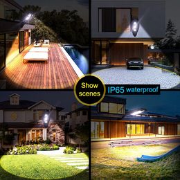 -COB CREE Blei Solarlampen Helle LED-Leuchten Schwarz Außenbeleuchtung für Garten Straßenlaterne Einstellbare Winkel IP65 Wasserdichte Wandlampe mit 3 Modi Remote-Controller