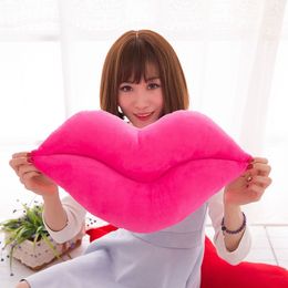 Red Lips Pillow Bedroom Soft Back Cushion Girly Heart Lovely Nap Props Home Sofa Waist Protection Pillow Dormitory Casual F8249 210420
