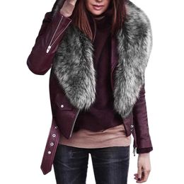 Faux Fur Collar Scarf Womens Shawl Collar Wrap Stole Scarves Soft Coat Women Accesorios Mujer Ladies Scarf Charpe Femme Hiver H0923