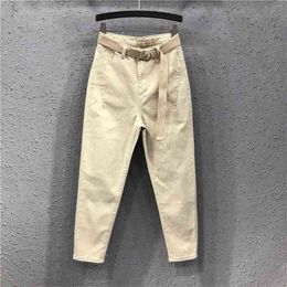 Arrival Spring Korea Fashion Women Loose Harem Pants All-matched Casual Cotton Denim Ankle-length Plus Size S624 210512