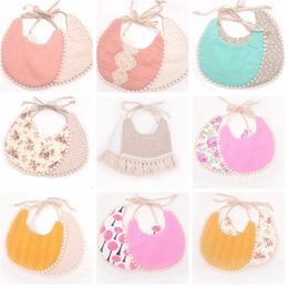 Baby Tassel Bibs Saliva Towel Floral Newborn Feeding Bibs Cotton Dribble Bib Double Side Infant Burp Cloths 36 Designs 2000pcs DW5335