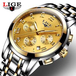 LIGE Mens Watches Brand Luxury Male Sport Quartz Watch Men's Waterproof stainless steel Wristwatch Man Clock Relogios Masculino 210527