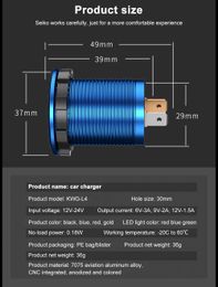 Quick Charge 3 0 Dual USB Charger Socket Outlet Charger Digital Aluminum Waterproof Voltage Display For 12V 24V Car Motorcycle Car262S