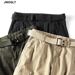 Men Cargo Pants Multi Pockets Military Tactical Pants Men Outwear Streetwear Army Green Straight Full Length Trousers With Belt 210528