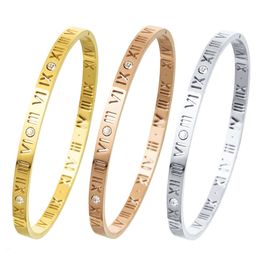 cheap gold bangles women Canada - Cheap Fashion Rose Gold Date letters Bracelets Personalized Roman Numeral Bangle For Women