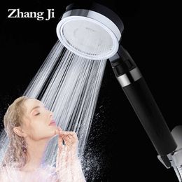 Zhangji 9.3 cm Black big panel Adjustable Philtre Shower Head Water saving High Pressure with Stop Switch Skin Care Shower 210724
