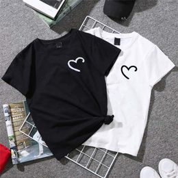 Summer Couples Lovers T-shirt For Women Casual White Black Tops T Shirt Love Heart Print Female